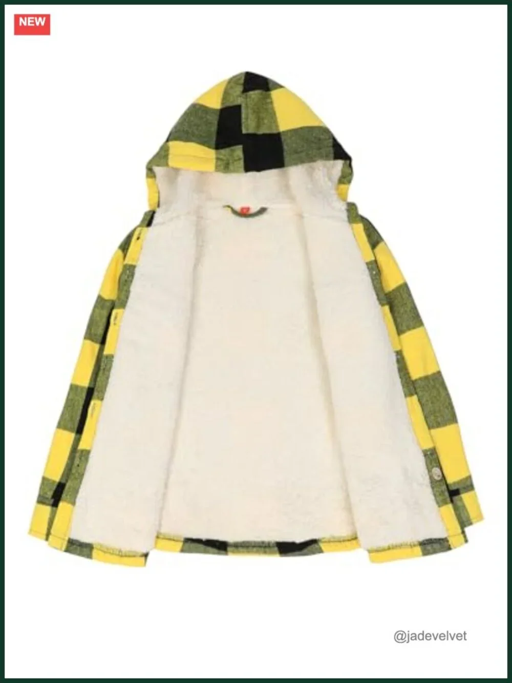 Boys Sherpa Fleece Lined Flannel Plaid Button Down Hooded Jacket with Pockets